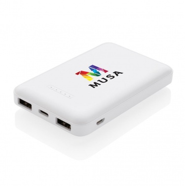 Logo trade business gift photo of: 5.000 mAh wireless charging pocket powerbank, white