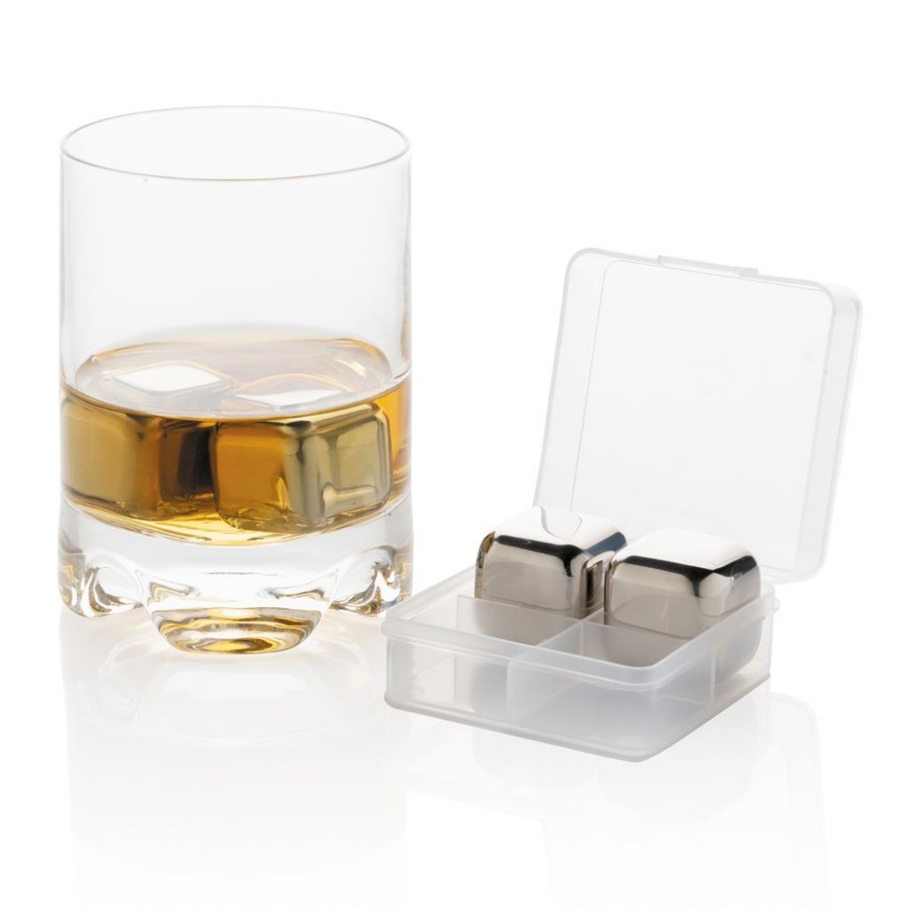 Logotrade corporate gift picture of: Reusable stainless steel ice cubes 4pc, silver