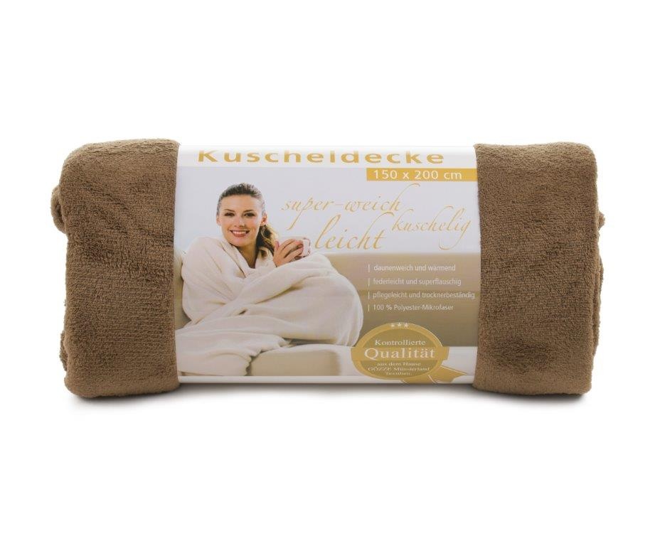 Logo trade advertising product photo of: Fleece Blanket Panderoll, 150 x 200 cm, brown