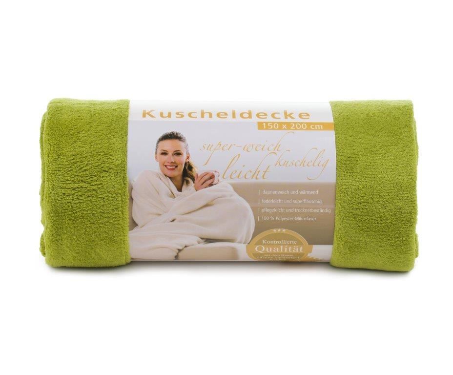 Logotrade promotional gift image of: Fleece Blanket Panderoll, 150 x 200 cm, green