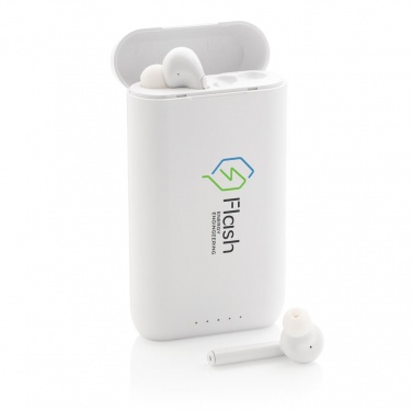 Logotrade promotional merchandise picture of: Liberty TWS earbuds with 5.000 mAh powerbank, white