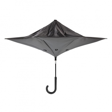 Logo trade corporate gift photo of: Reversible windproof  umbrella 23”, grey