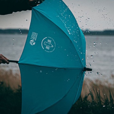 Logo trade corporate gift photo of: Sustainable RPET umbrella, lightblue