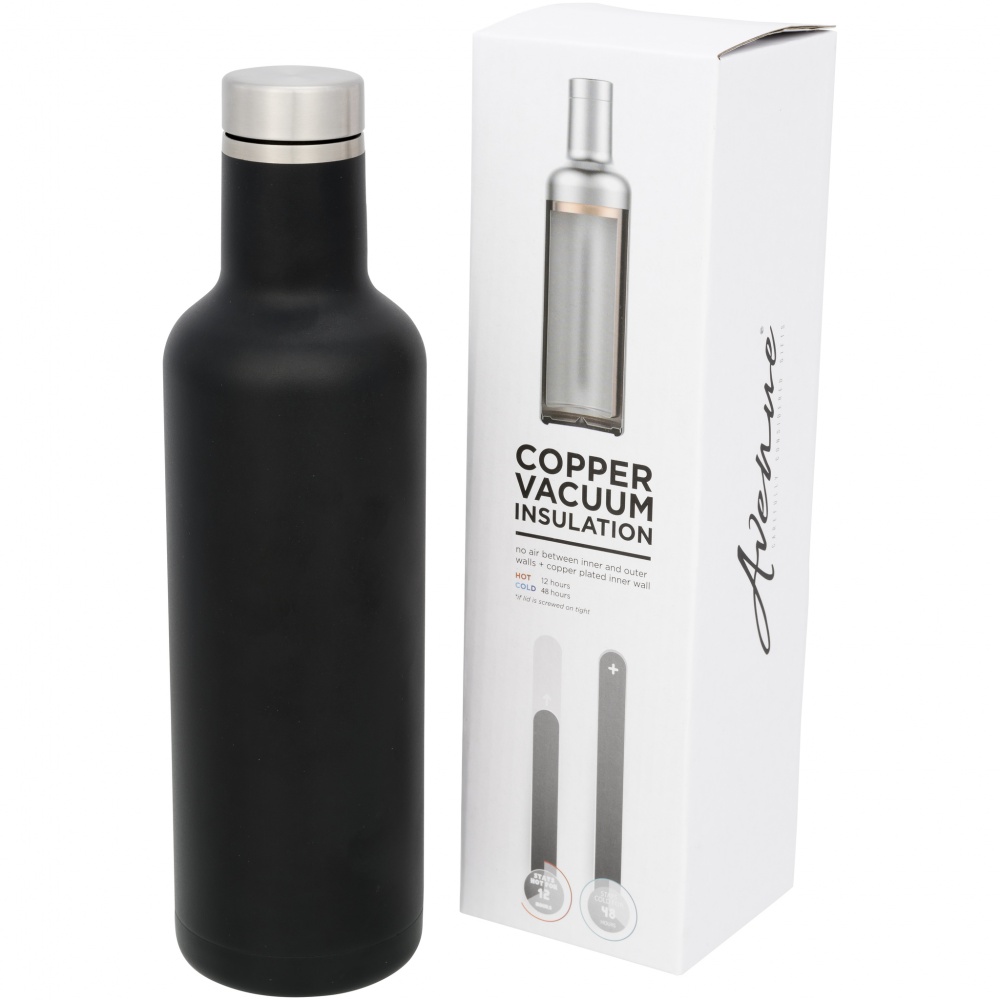 Logo trade promotional gifts image of: Pinto Copper Vacuum Insulated Drink Bottle, black