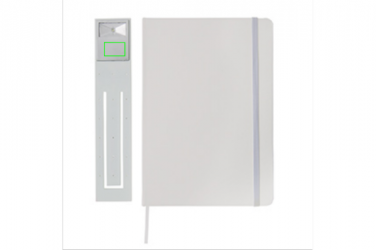 Logo trade promotional giveaways image of: A5 Notebook & LED bookmark, white