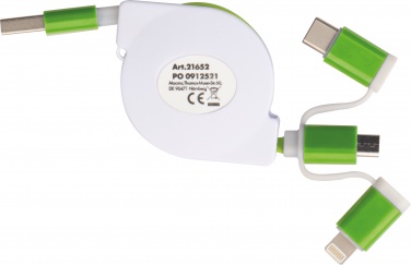 Logotrade promotional giveaways photo of: Charging cable with extension with 3 different plugs, Green