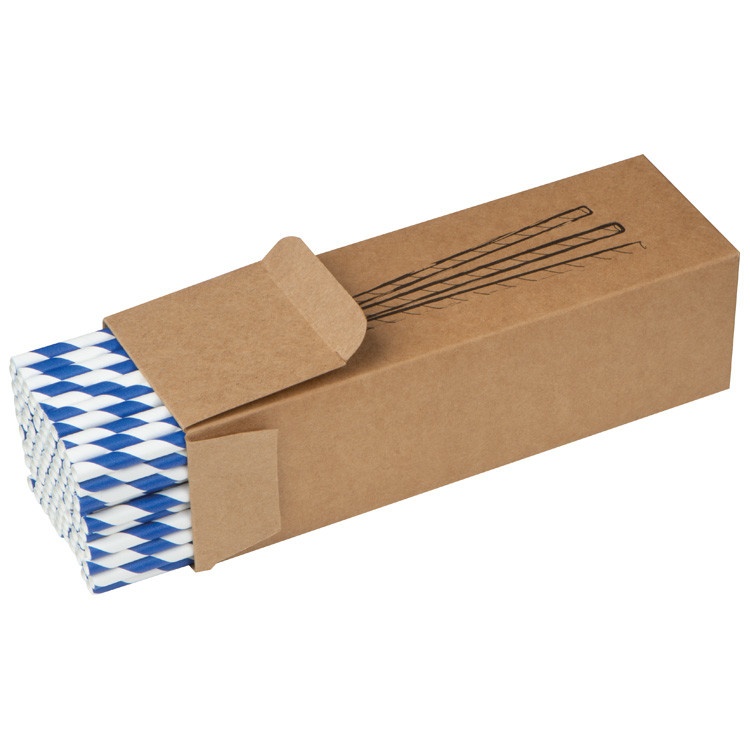 Logo trade promotional giveaways picture of: Set of 100 drink straws made of paper, white blue