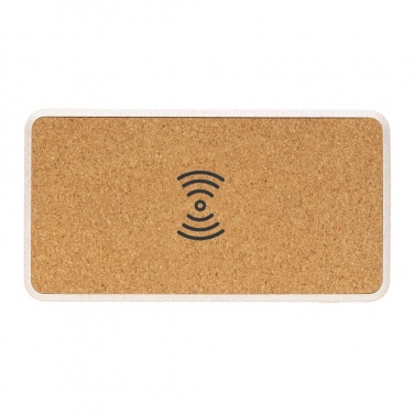 Logo trade promotional giveaways image of: Cork and Wheat 8.000 mAh 5W wireless powerbank, brown