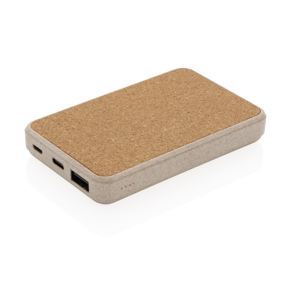 Logo trade advertising products picture of: Cork and Wheat 5.000 mAh pocket powerbank, brown