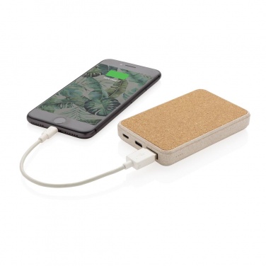 Logotrade promotional items photo of: Cork and Wheat 5.000 mAh pocket powerbank, brown