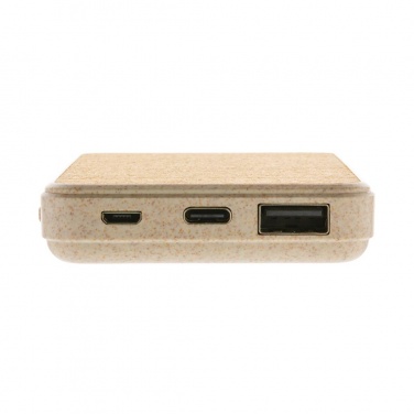 Logo trade corporate gifts picture of: Cork and Wheat 5.000 mAh pocket powerbank, brown