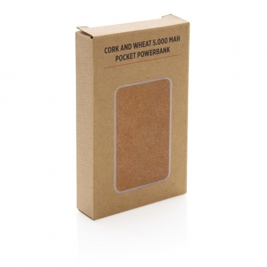 Logotrade promotional gift image of: Cork and Wheat 5.000 mAh pocket powerbank, brown