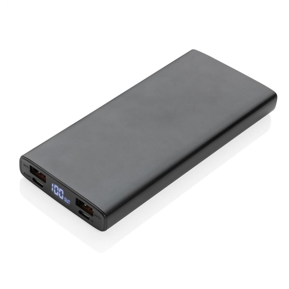 Logotrade promotional item image of: Aluminum 18W 10.000 mAh PD Powerbank, black