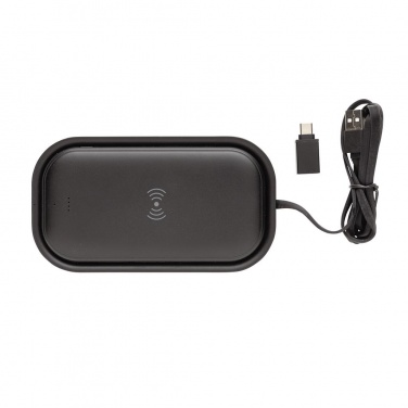 Logo trade corporate gift photo of: Wireless charging 5.000 mAh powerbank base, black