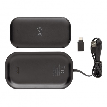 Logo trade promotional merchandise image of: Wireless charging 5.000 mAh powerbank base, black