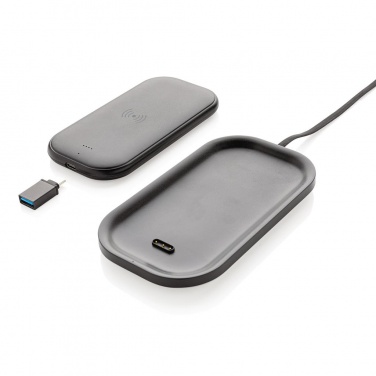 Logo trade promotional merchandise photo of: Wireless charging 5.000 mAh powerbank base, black