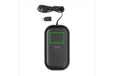 Logo trade corporate gifts image of: Wireless charging 5.000 mAh powerbank base, black