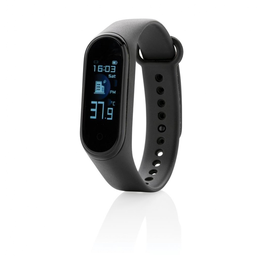 Logo trade promotional giveaway photo of: Smart watch Stay Healthy with temperature measuring, black