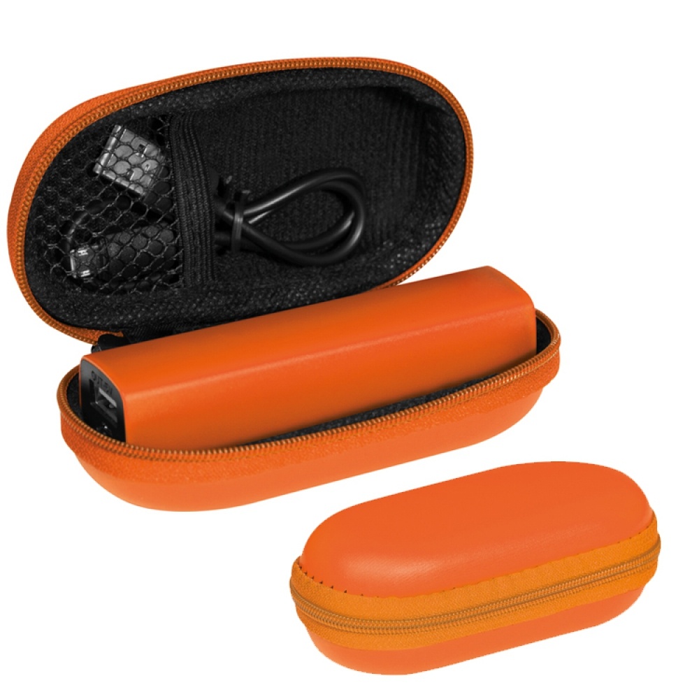 Logo trade advertising product photo of: 2200 mAh Powerbank with case, Orange