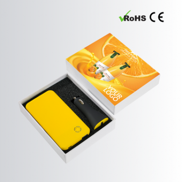 Logo trade promotional product photo of: SET: RAY POWER BANK 4000 mAh &CAR CHARGER RUBBY, yellow