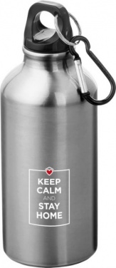 Logo trade advertising products picture of: Oregon drinking bottle with carabiner, silver