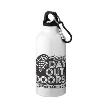 Logotrade promotional merchandise image of: Oregon drinking bottle with carabiner, white