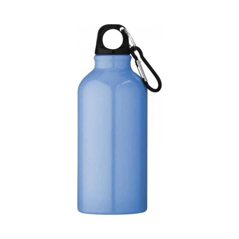 Logo trade business gifts image of: Drinking bottle with carabiner, light blue