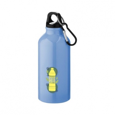 Logo trade advertising products picture of: Drinking bottle with carabiner, light blue