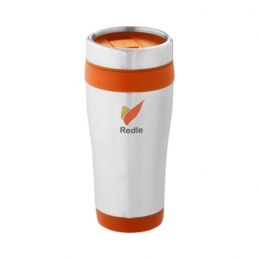 Elwood 410 ml insulated tumbler, silver, orange with logo