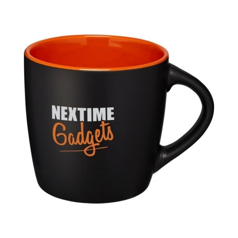 Logo trade business gift photo of: Riviera ceramic mug, black/orange