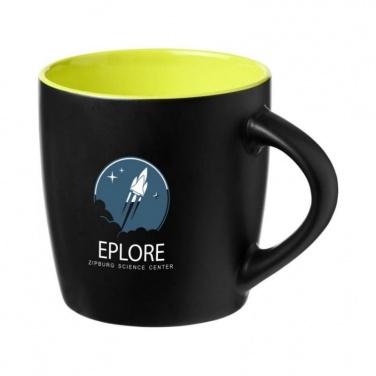 Logo trade business gifts image of: Riviera 340 ml ceramic mug, black/lime