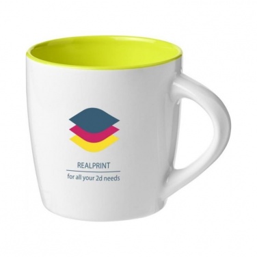 Logo trade promotional giveaways picture of: Aztec 340 ml ceramic mug, white/lime green