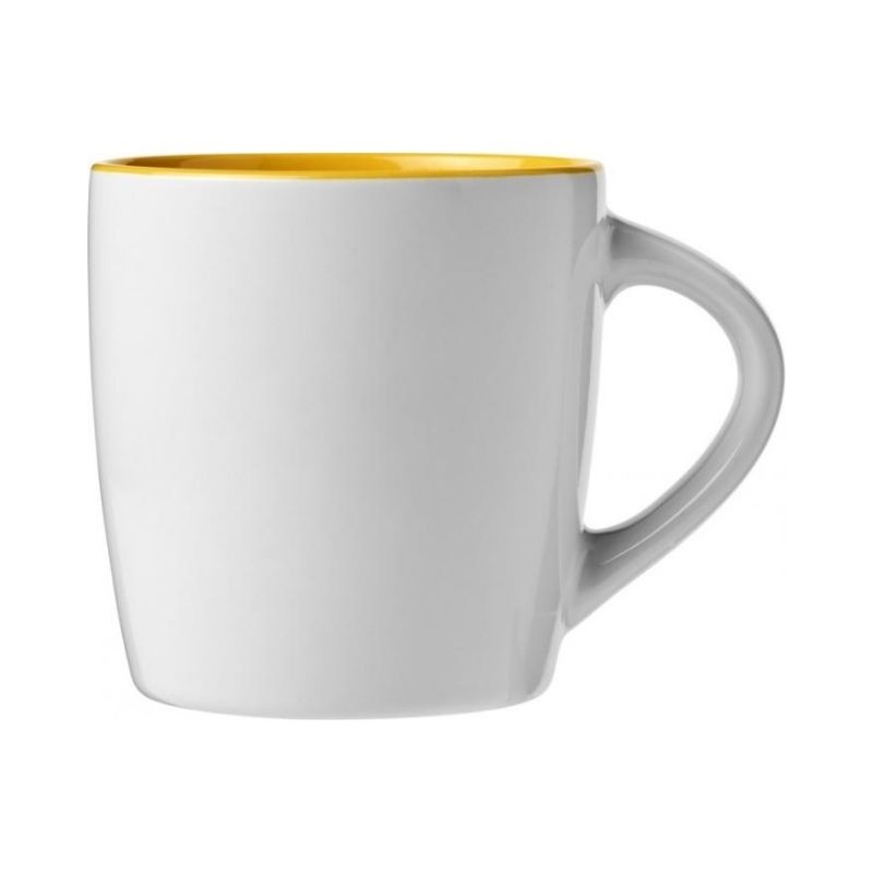 Logo trade advertising products image of: Aztec 340 ml ceramic mug, white/yellow