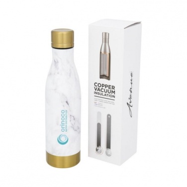 Logo trade promotional merchandise photo of: Vasa Marble copper vacuum insulated bottle, white/gold