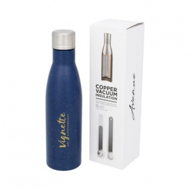 Logo trade promotional products image of: Vasa speckled copper vacuum insulated bottle, blue