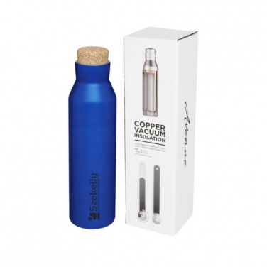 Logo trade promotional gifts image of: Norse copper vacuum insulated bottle with cork, blue