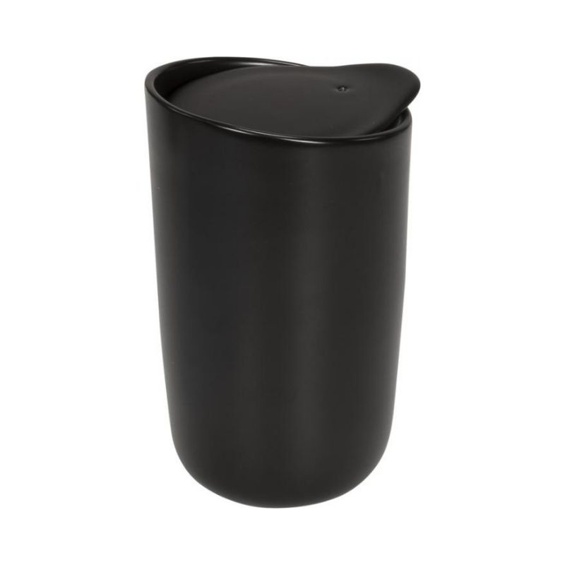 Logo trade advertising products image of: Mysa 410 ml double wall ceramic tumbler, black