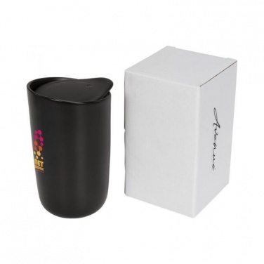 Logo trade promotional gift photo of: Mysa 410 ml double wall ceramic tumbler, black