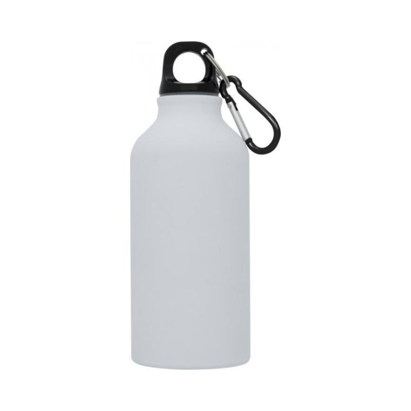 Logotrade promotional item picture of: Oregon matte 400 ml sport bottle with carabiner, white