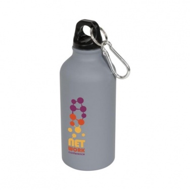 Logo trade promotional gift photo of: Oregon matte 400 ml sport bottle with carabiner, grey