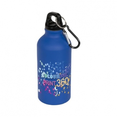 Logotrade promotional product picture of: Oregon matte 400 ml sport bottle with carabiner, blue