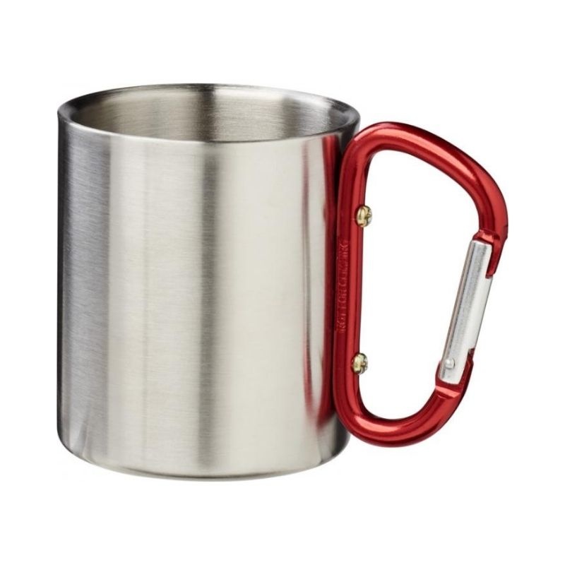 Logotrade promotional merchandise image of: Alps 200 ml vacuum insulated mug with carabiner, red