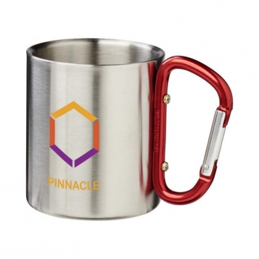 Logotrade promotional gift image of: Alps 200 ml vacuum insulated mug with carabiner, red