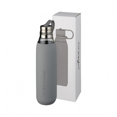 Logo trade promotional giveaway photo of: Oasis 650 ml glass sport bottle, grey