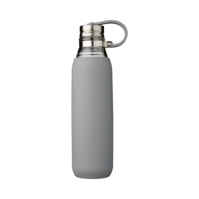 Logo trade promotional items image of: Oasis 650 ml glass sport bottle, grey