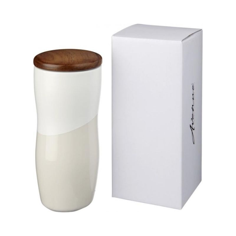 Logotrade promotional merchandise image of: Reno 370 ml double-walled ceramic tumbler, white