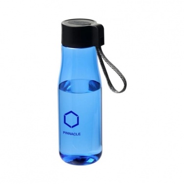 Logo trade promotional giveaways image of: Ara 640 ml Tritan™ sport bottle with charging cable, blue