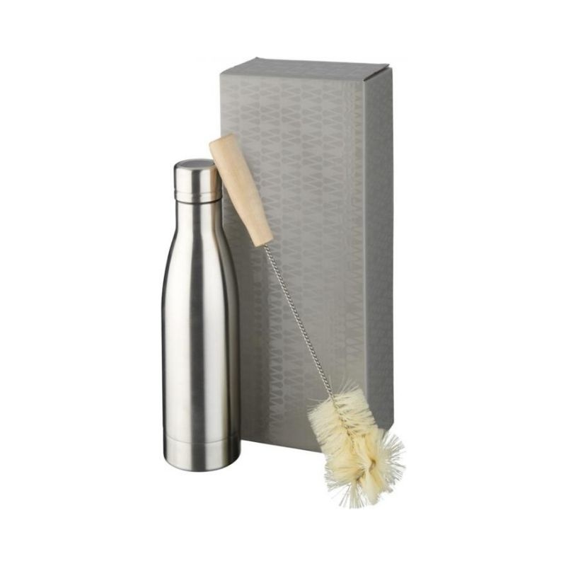 Logotrade corporate gifts photo of: Vasa copper vacuum insulated bottle with brush set, silver