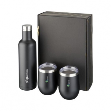 Logo trade promotional merchandise photo of: Pinto and Corzo copper vacuum insulated gift set, black