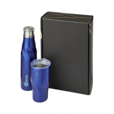 Logo trade promotional products image of: Hugo copper vacuum insulated gift set, blue